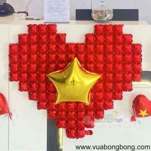 Bong bóng trái tim đỏ sao vàng lớn